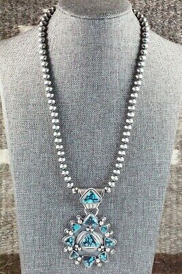 Turquoise Pendant & Sterling Silver Necklace - Tom Lewis