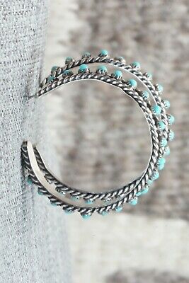 Turquoise & Sterling Silver Hoop Earrings - Georgiann Chavez