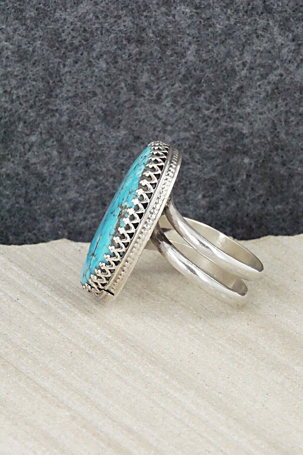 Turquoise & Sterling Silver Ring - Matilda Chattin - Size 8