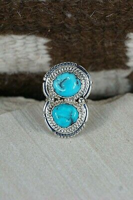 Navajo Turquoise and Sterling Silver Ring - Kay Yazzie - Size 7 - High Lonesome Trading