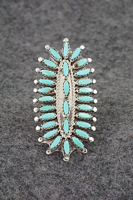 Turquoise & Sterling Silver Ring - Nathaniel Nez - Size 8