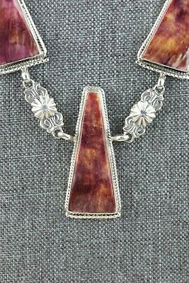 Spiny Oyster & Sterling Silver Necklace and Earrings Set -Annie Spencer - Navajo - High Lonesome Trading