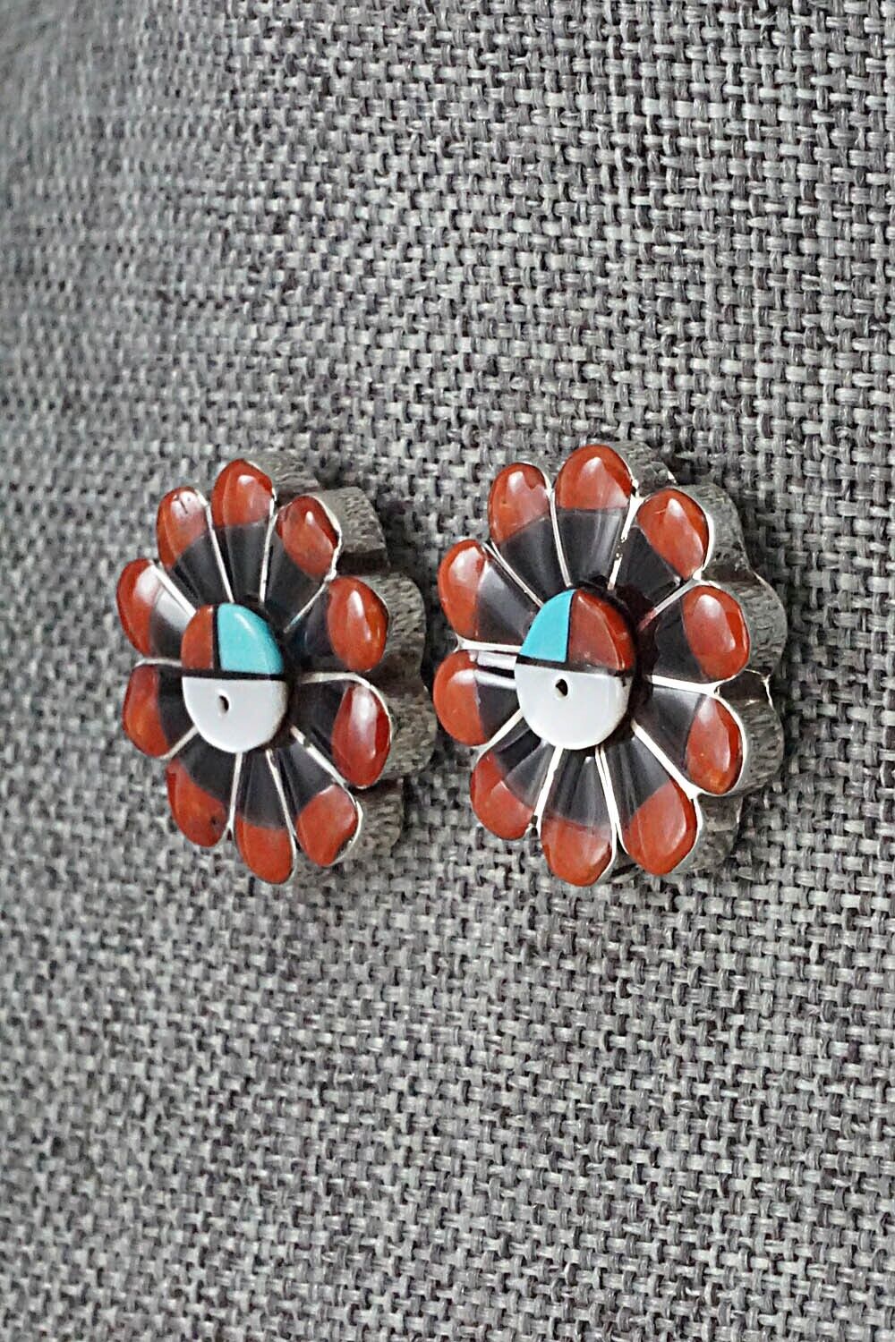 Multi Stone Inlay & Sterling Silver Earrings - Romero Vacit