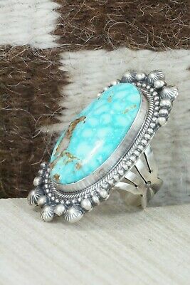 Turquoise & Sterling Silver Ring - Tom Lewis - Size 9
