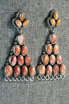 Spiny Oyster and Sterling Silver Earrings - Renelle Perry