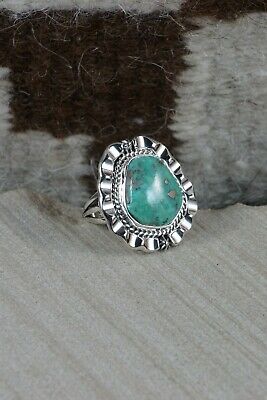 Navajo Turquoise and Sterling Silver Ring - Samuel Yellowhair - Size 8