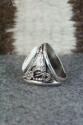 White Buffalo & Sterling Silver Ring - Leonard Spencer - Size 9.5 - High Lonesome Trading