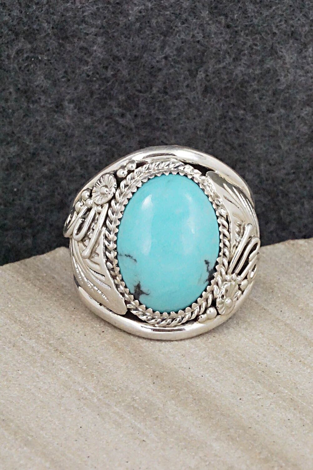 Turquoise & Sterling Silver Ring - Leonard Spencer - Size 12