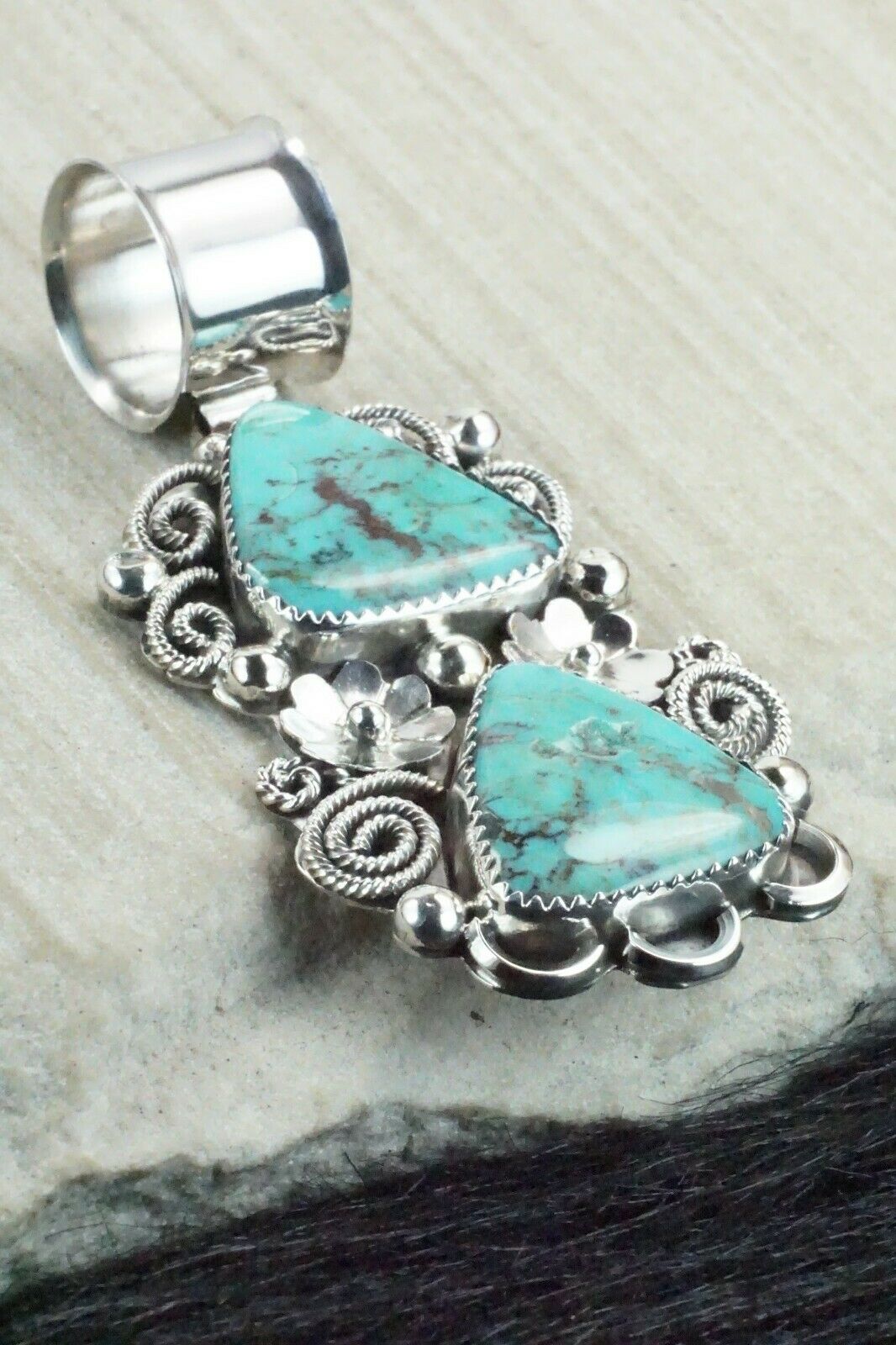 Turquoise and Sterling Silver Pendant - Shirley Largo