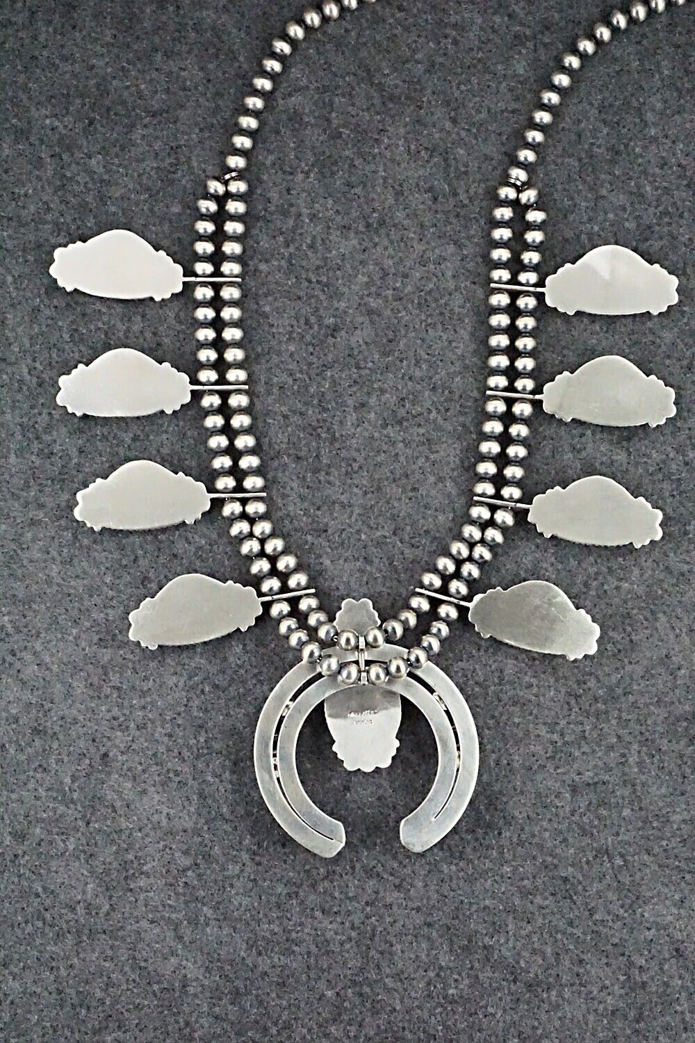 White Buffalo & Sterling Silver Squash Blossom Set - Tom Lewis