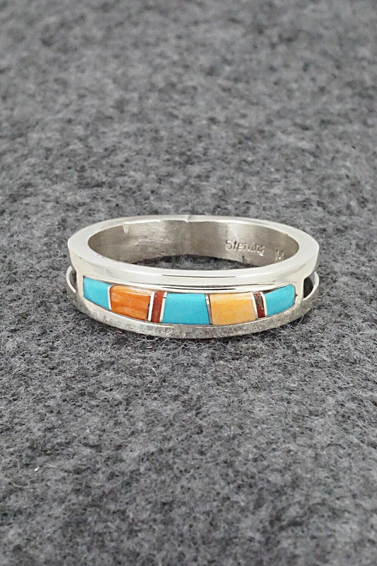 Multi-Stone & Sterling Silver Inlay Ring - Wilbert Muskett Jr. - Size 12.5