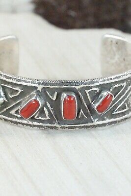 Coral & Sterling Silver Bracelet - Delbert Arviso