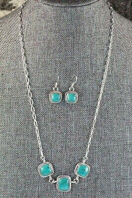 Navajo Turquoise & Sterling Silver Necklace and Earrings Set - Mark Barney