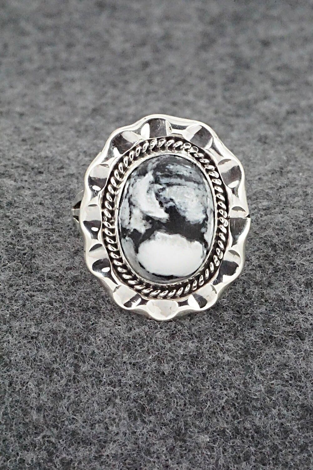 White Buffalo & Sterling Silver Ring - Samuel Yellowhair - Size 8.75