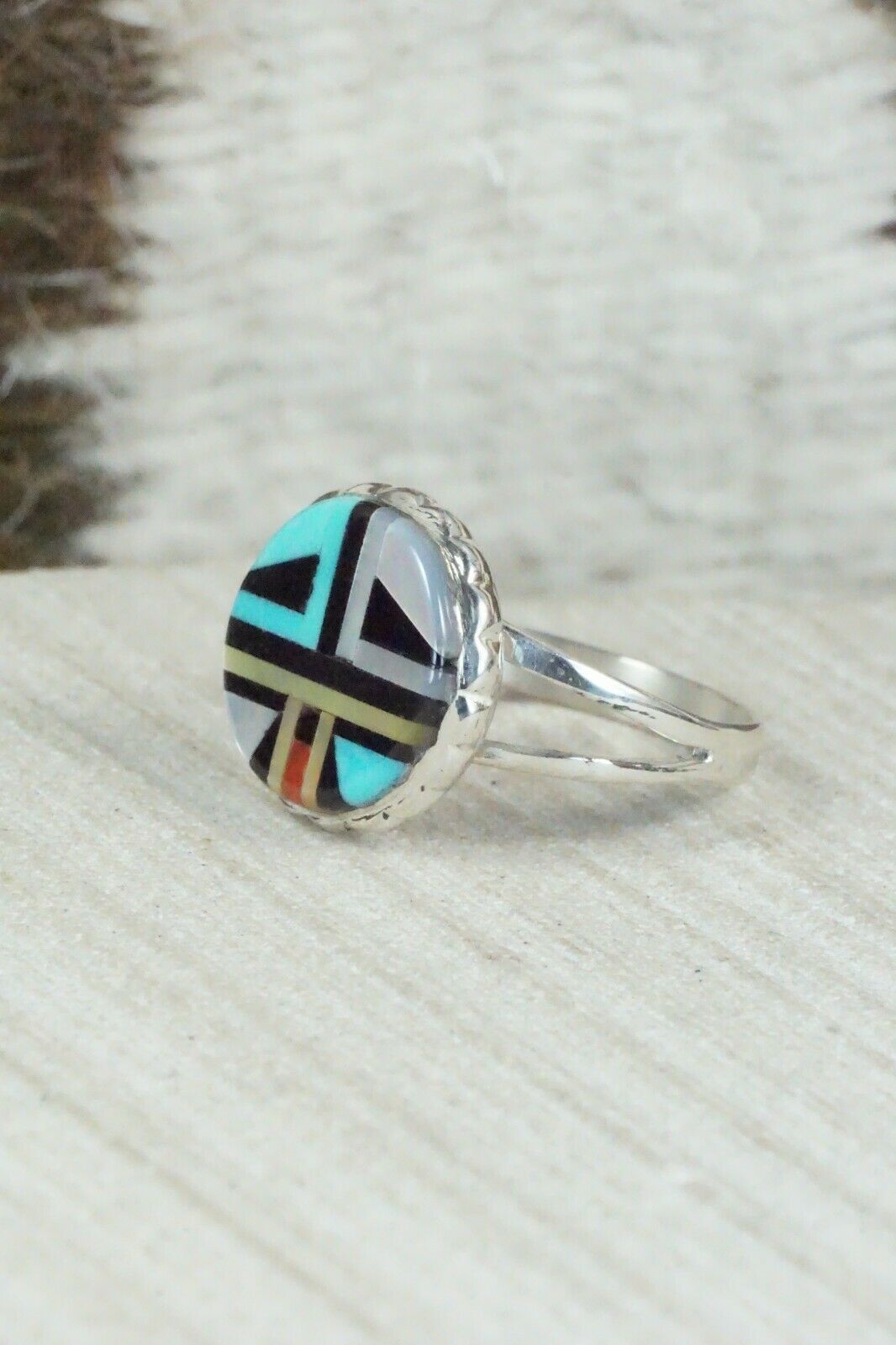 Multi Stone & Sterling Silver Ring - Ruddell Lonjose - Size 7.75