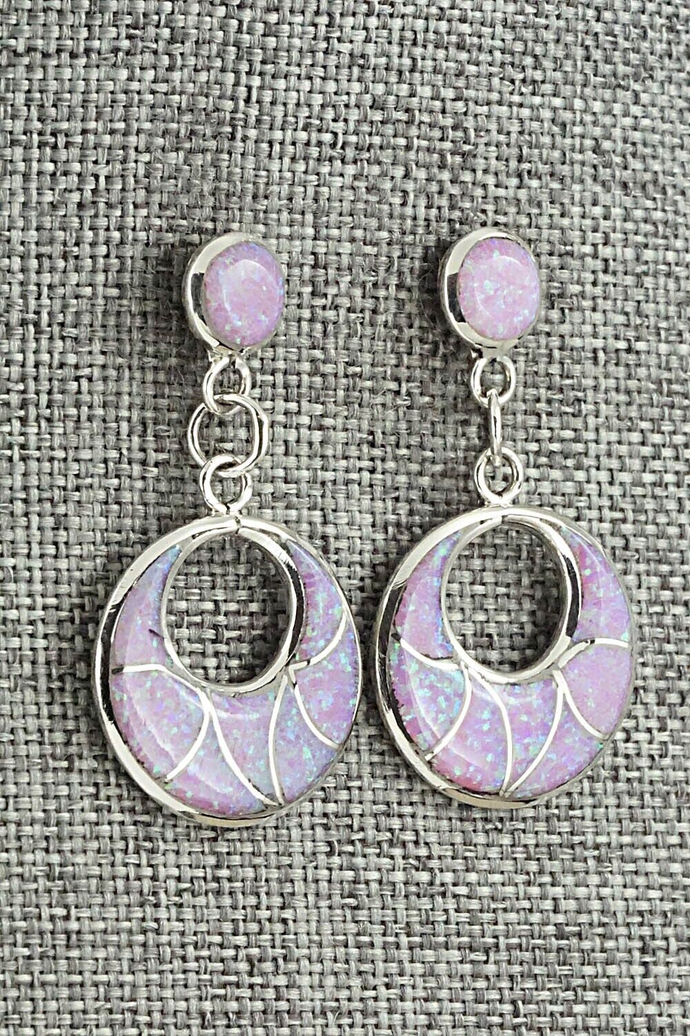 Opalite & Sterling Silver Inlay Earrings - Delorna Lahi