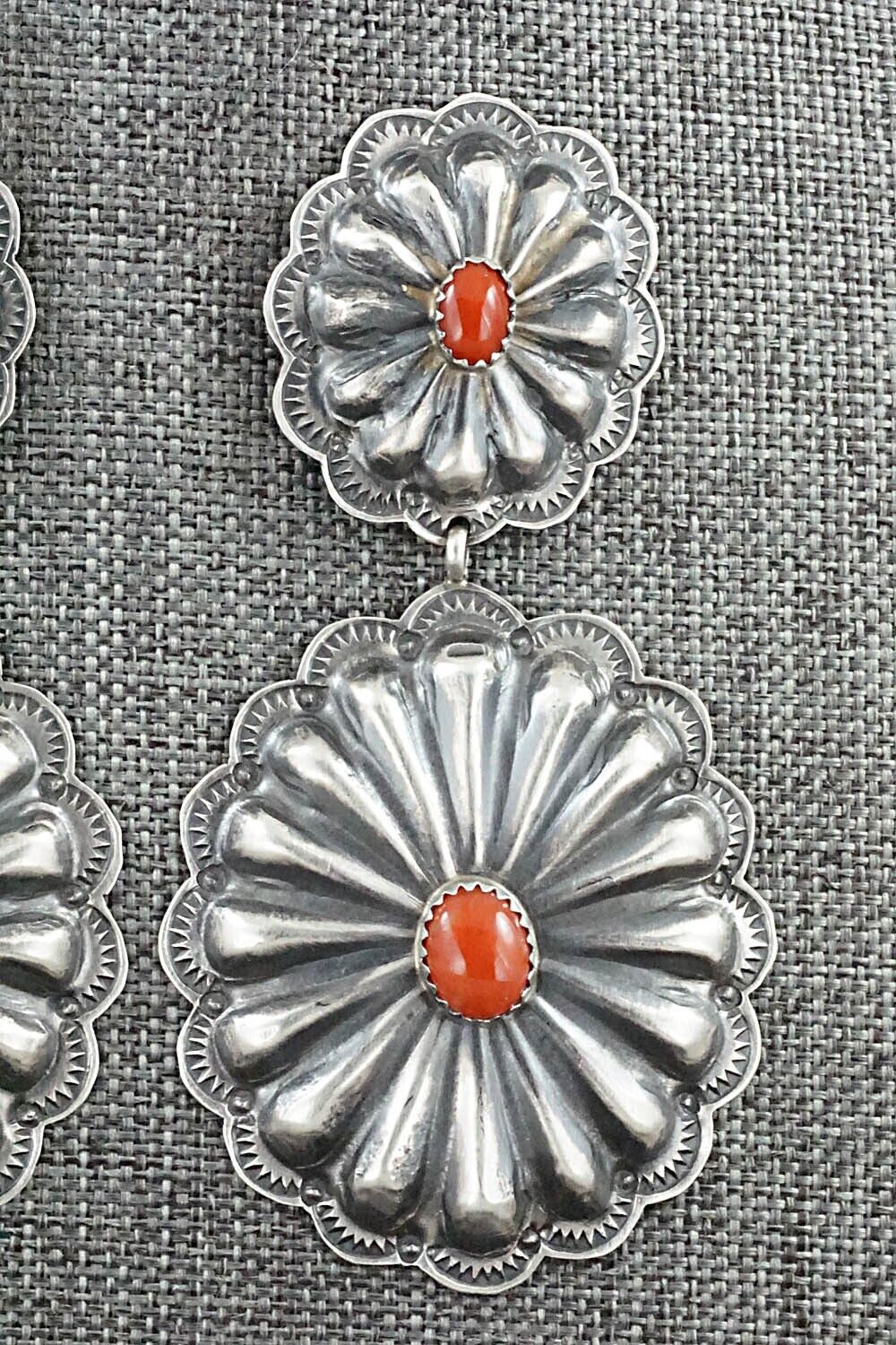 Coral & Sterling Silver Earrings - Rita Lee
