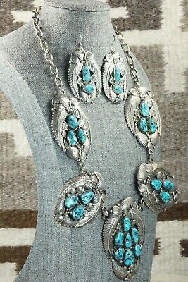 Turquoise & Sterling Silver Necklace and Earrings - Nora Tsosie
