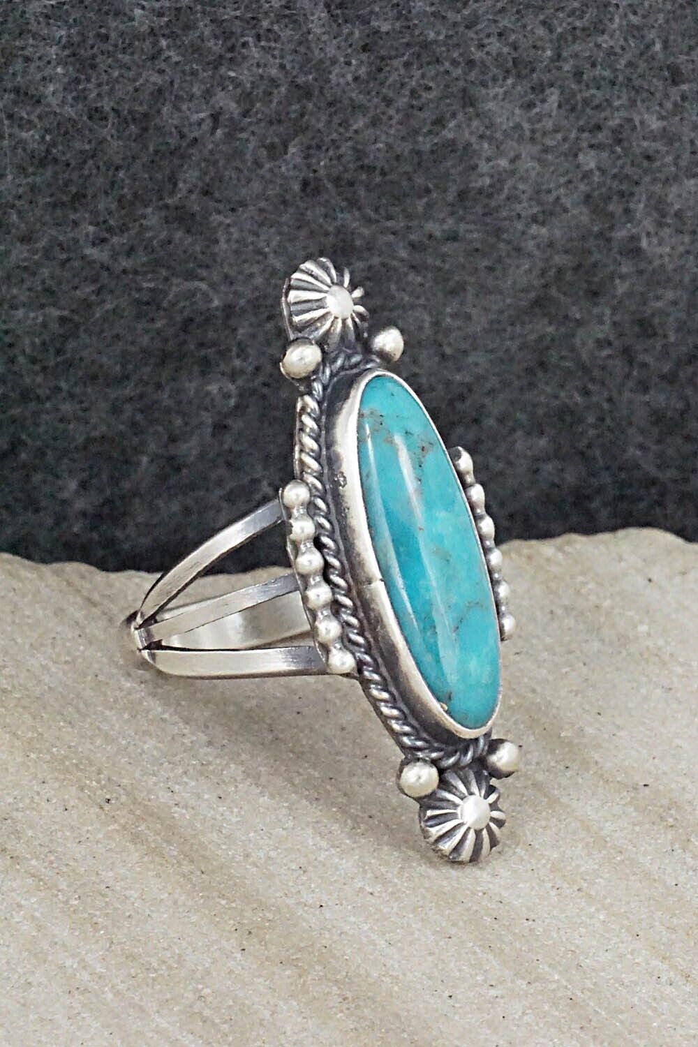 Turquoise & Sterling Silver Ring - Samuel Yellowhair - Size 6.5