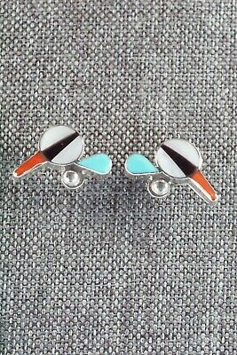 Multi Stone & Sterling Silver Inlay Necklace and Earrings Set - Leavus Ahiyite