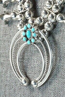 Turquoise & Sterling Silver Squash Blossom & Earrings - Leon Kirlie - High Lonesome Trading