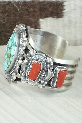 Turquoise, Coral and Sterling Silver Bracelet - Tom Lewis