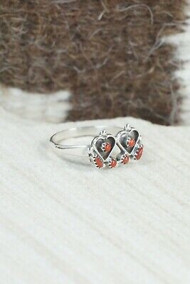 Coral & Sterling Silver Ring - Charles Martinez - Size 6.75