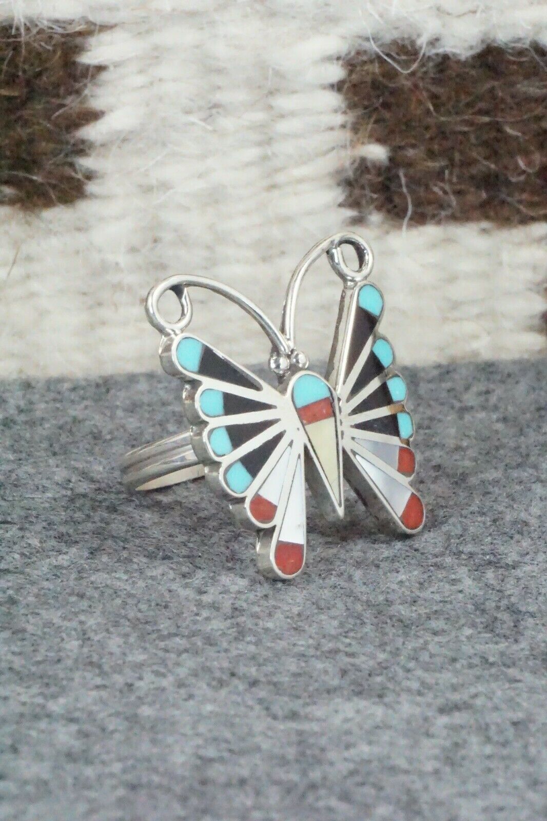 Turquoise, Mother of Pearl & Sterling Silver Inlay Jewelry Set - Adrian Wallace