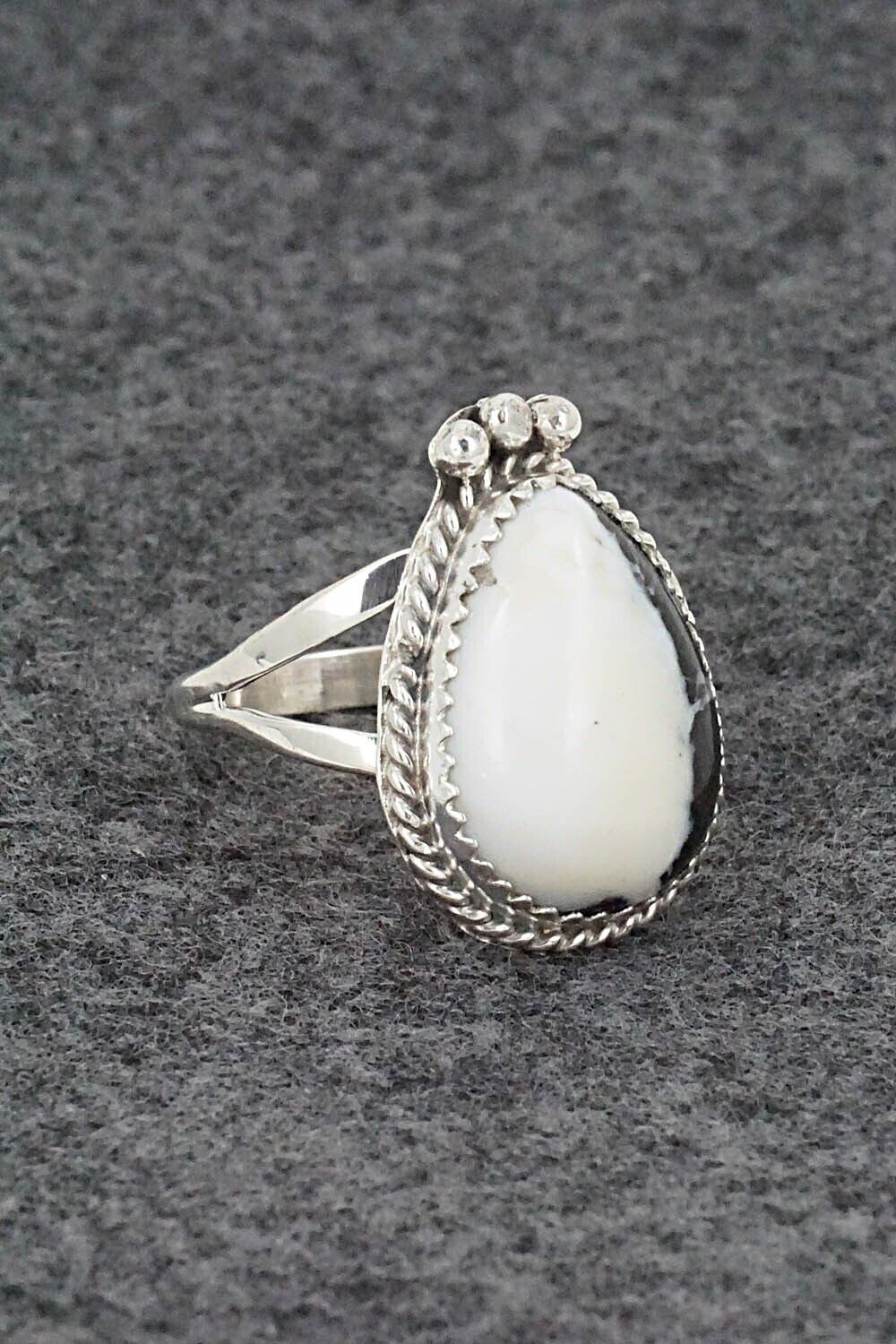 White Buffalo & Sterling Silver Ring - Robert Martinez - Size 8.5