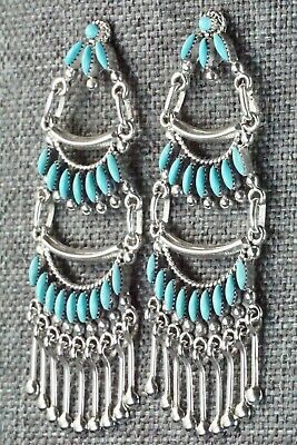 Turquoise & Sterling Silver Earrings - Stewart Nakatewa