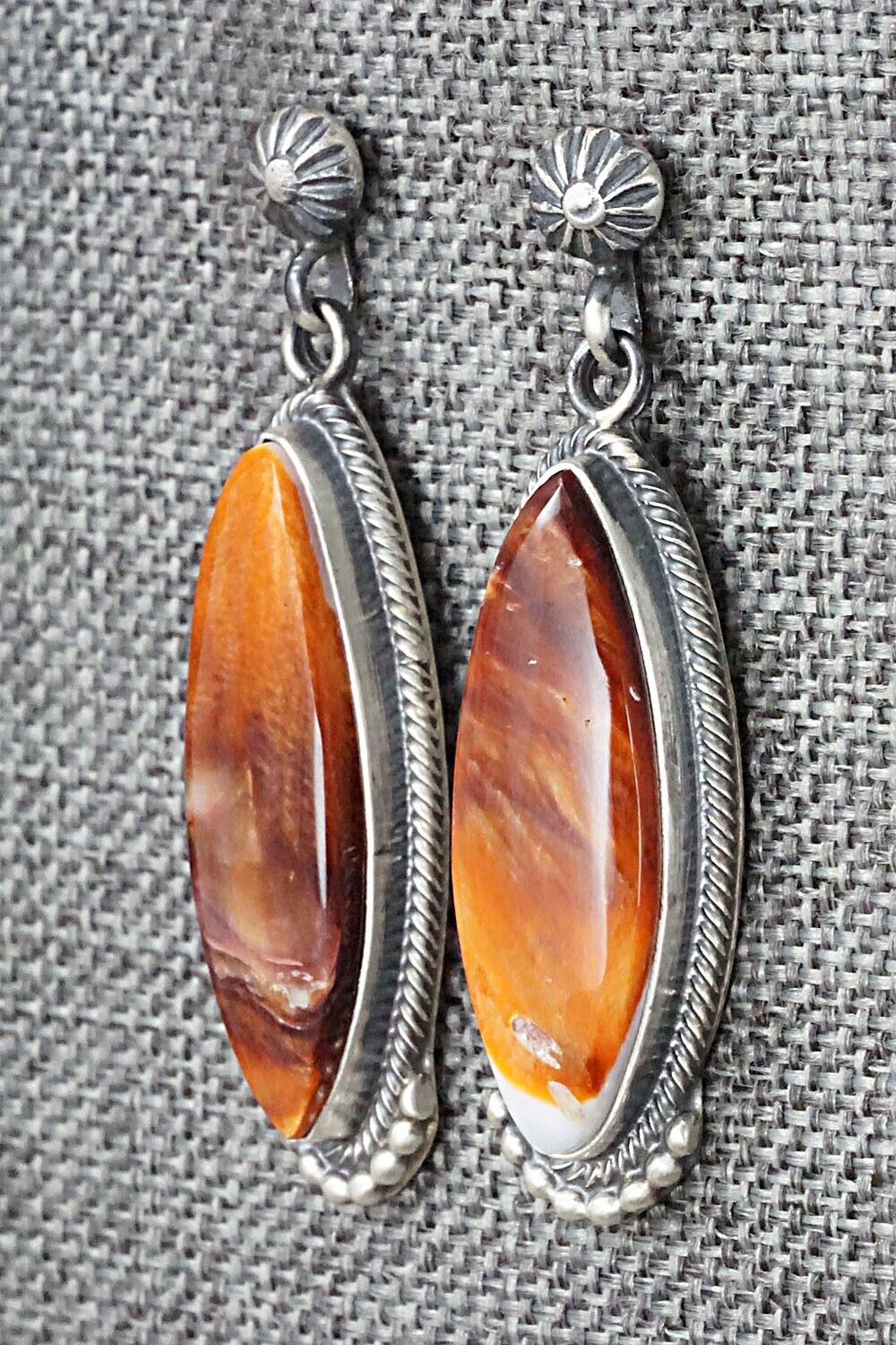 Spiny Oyster & Sterling Silver Earrings - Annie Spencer