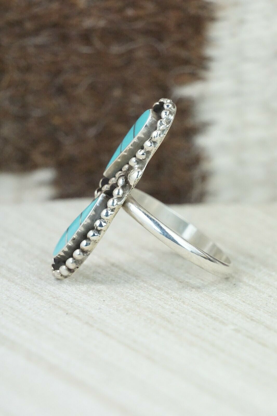 Turquoise & Sterling Silver Ring - Lloyd Salvador - Size 11