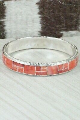 Spiny Oyster & Sterling Silver Bangle Bracelet - Ricky Booqua - High Lonesome Trading