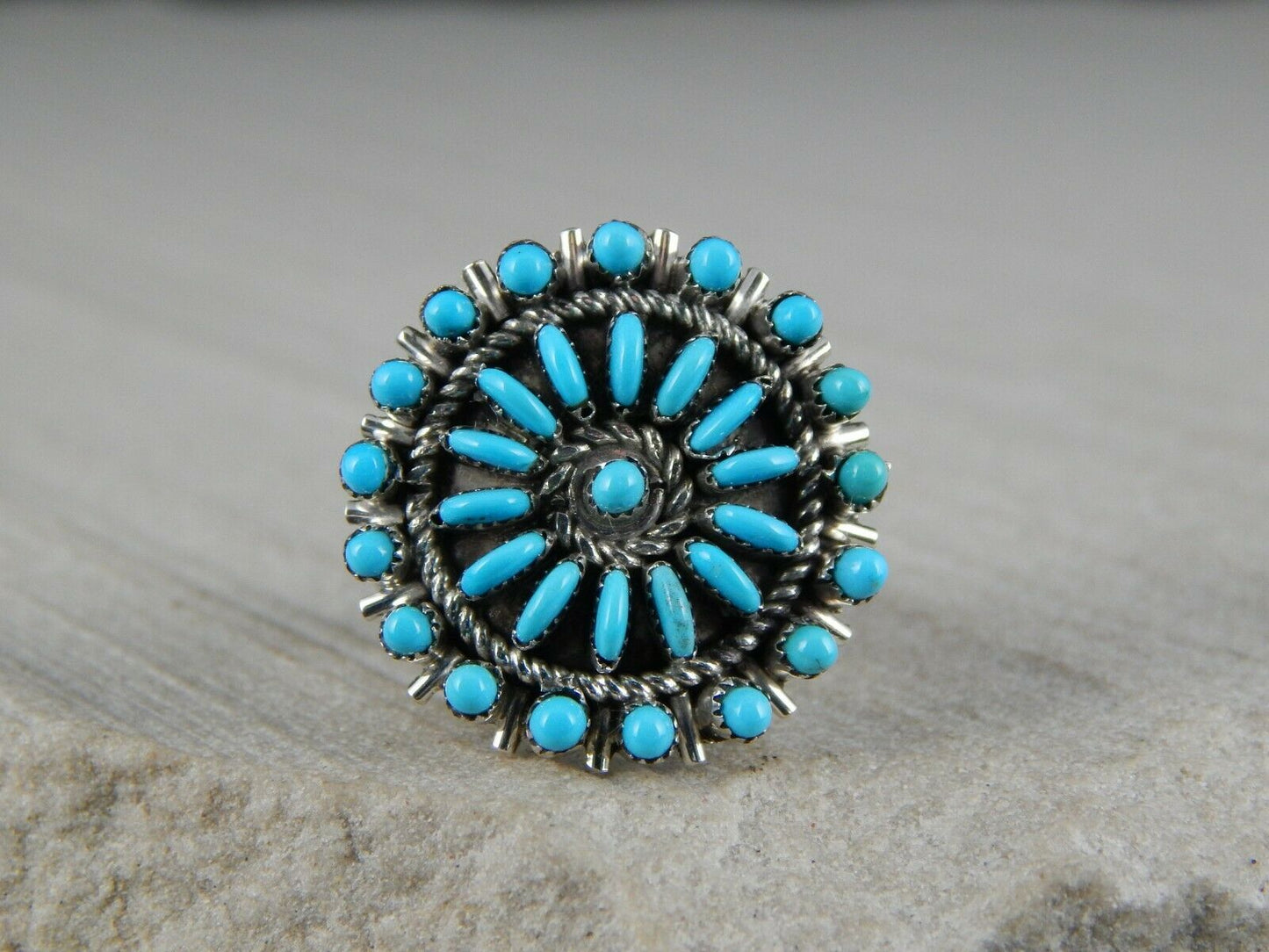 Zuni Turquoise and Sterling Silver Ring - Connie Wyaco - Size 6.5 - High Lonesome Trading