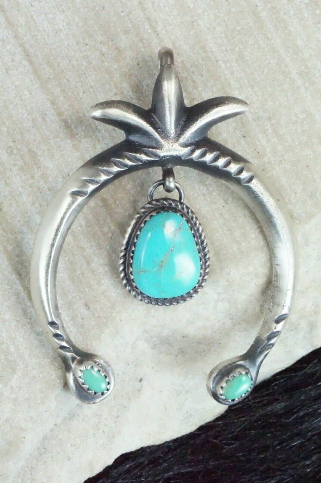 Turquoise and Sterling Silver Pendant - Martha Cayatineto - High Lonesome Trading