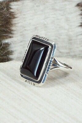 Onyx & Sterling Silver Ring - Amos Begay - Size 8