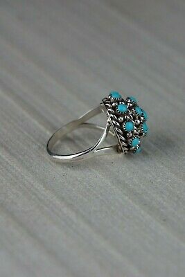 Zuni Turquoise and Sterling Silver Ring - Dickie Charlie - Size 6.75 - High Lonesome Trading