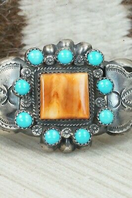 Turquoise, Spiny Oyster & Sterling Silver Bracelet - Jack Bly