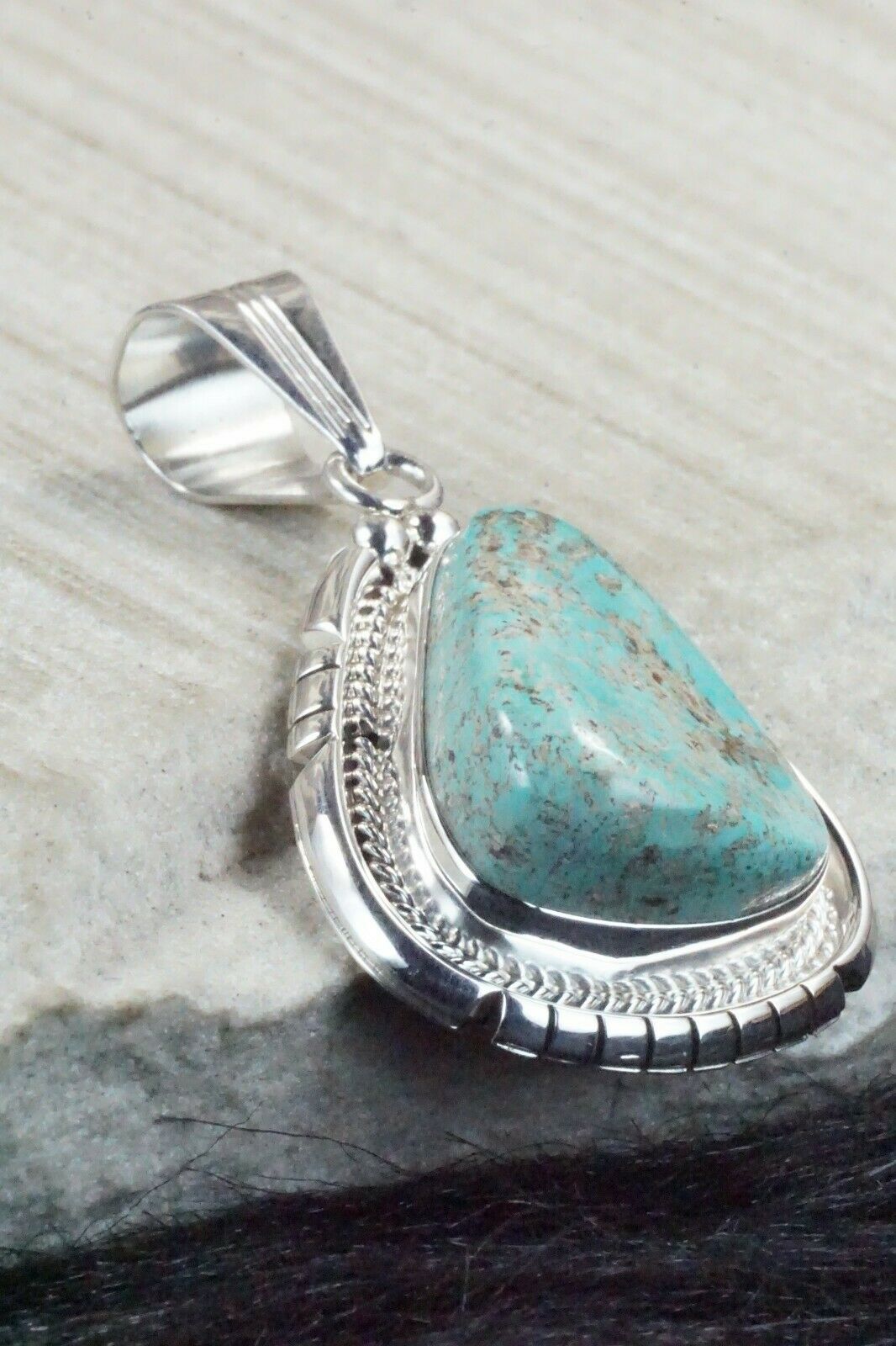 Turquoise & Sterling Silver Pendant - Samuel Yellowhair
