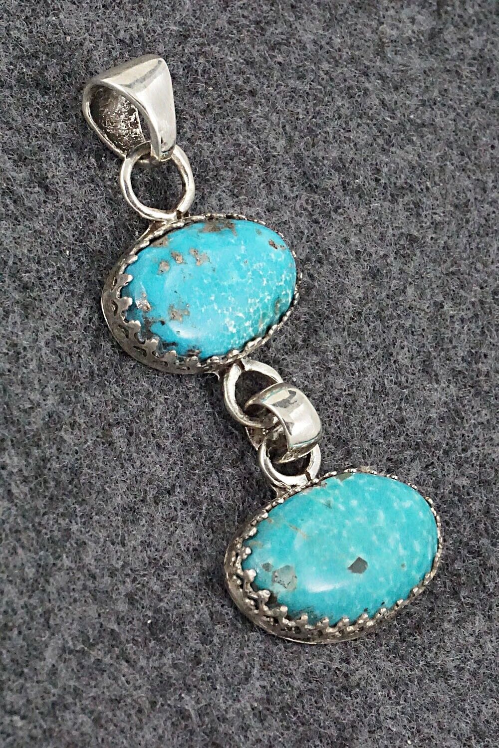 Turquoise and Sterling Silver Pendant - Matilda Chattin
