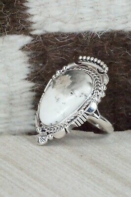 White Buffalo & Sterling Silver Ring - Daniel Benally - Size 8.75