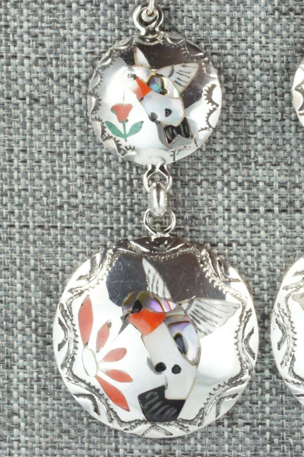 Multi Stone & Sterling Silver Earrings - Quintin Quam Sr.