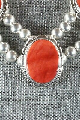 Spiny Oyster & Sterling Silver Necklace and Earrings - Richard Curley