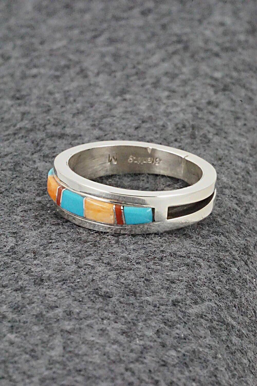 Multi-Stone & Sterling Silver Inlay Ring - Wilbert Muskett Jr. - Size 10.5
