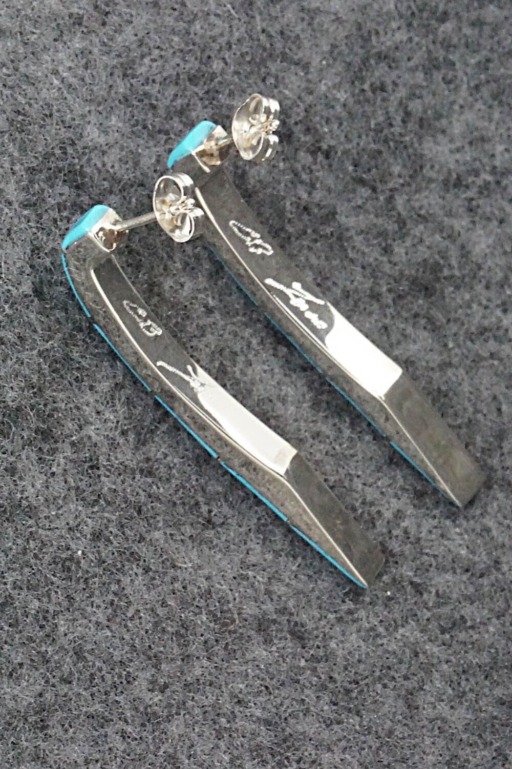Turquoise & Sterling Silver Inlay Earrings - Verna Kanesta