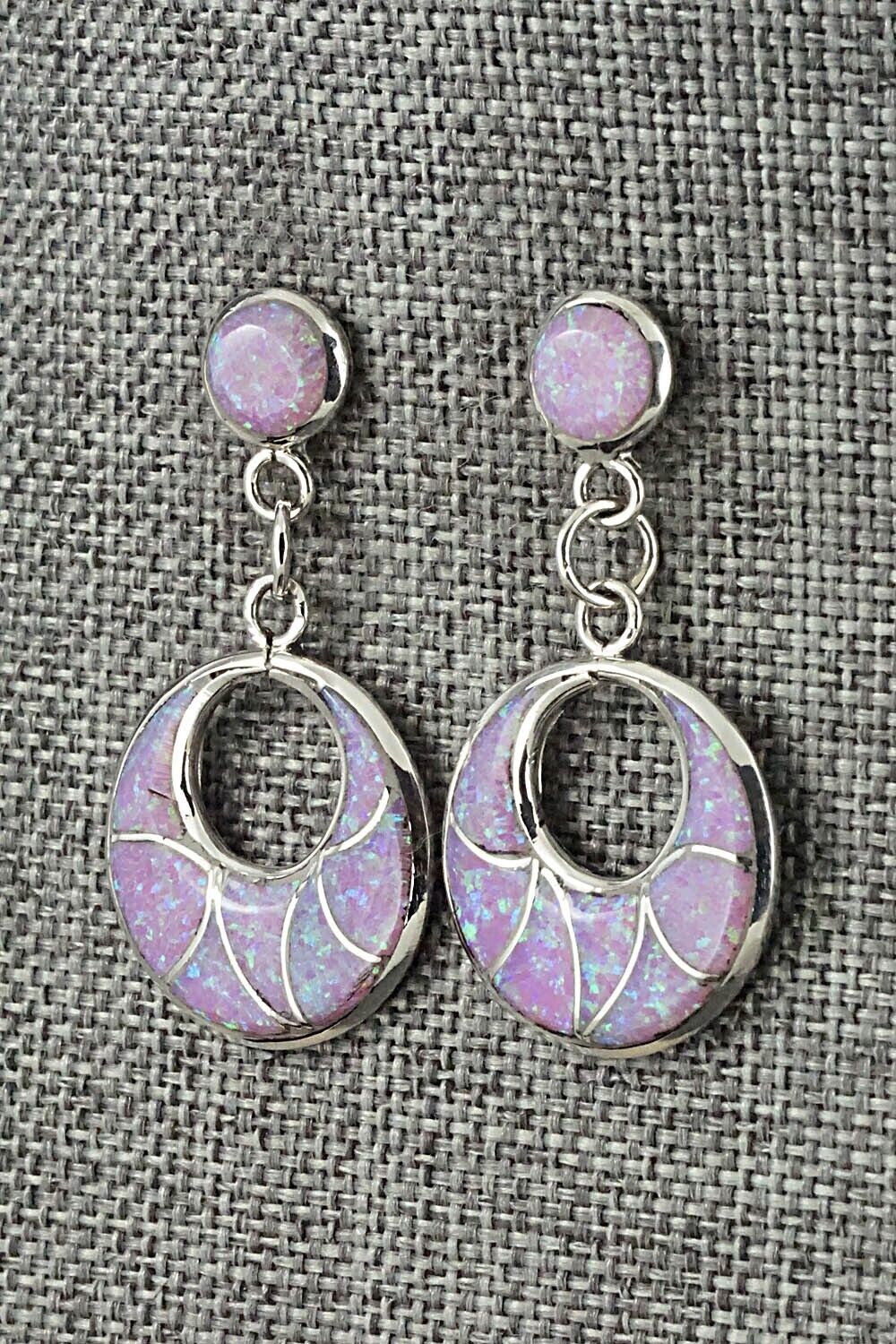 Opalite & Sterling Silver Inlay Earrings - Delorna Lahi