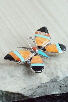 Multi Stone and Sterling Silver Inlay Pendant & Pin - Angus Ahiyite