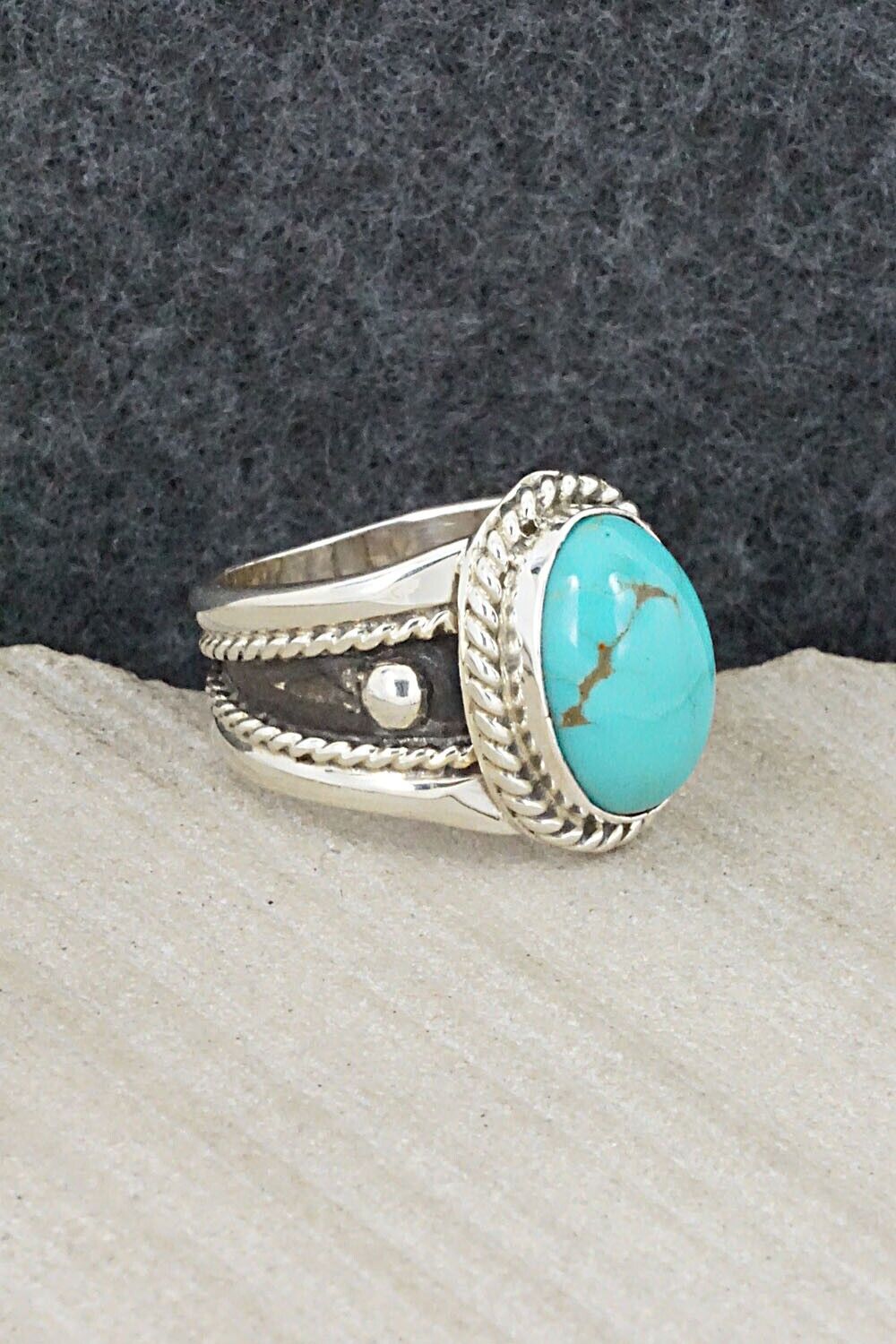 Turquoise & Sterling Silver Ring - Thomas Yazzie - Size 6.5