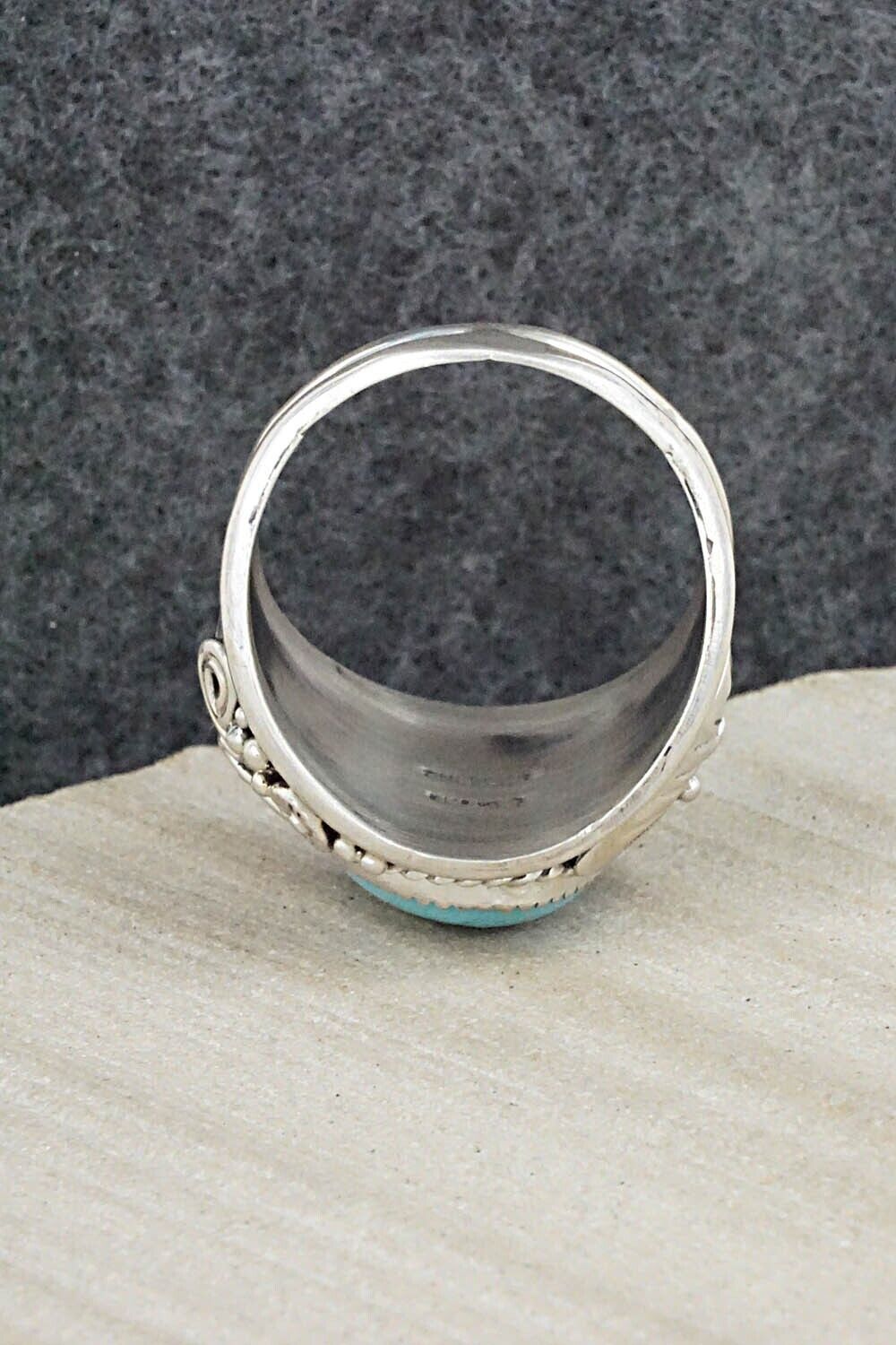 Turquoise & Sterling Silver Ring - Leonard Spencer - Size 12