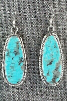 Turquoise & Sterling Silver Squash Blossom and Earrings - Tom Lewis